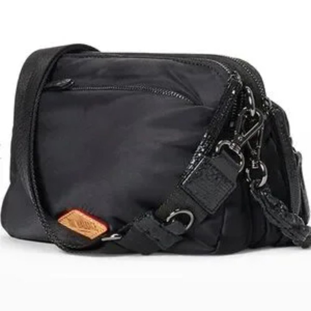 MZ Wallace Black Bowery Pocket Patent Sparkle Leather Trim 2-way - Picture 14 of 17